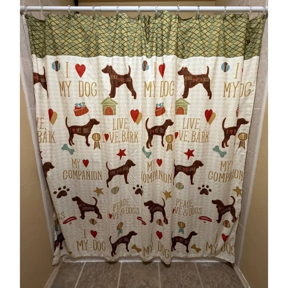 Saturday Knight Ltd Dogs Multicolored Shower Curtain 100% Polyester 70X72